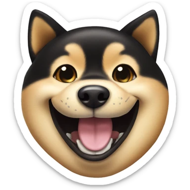 black shiba inu face | grinning face with big eyes | mouth | open | smile sticker