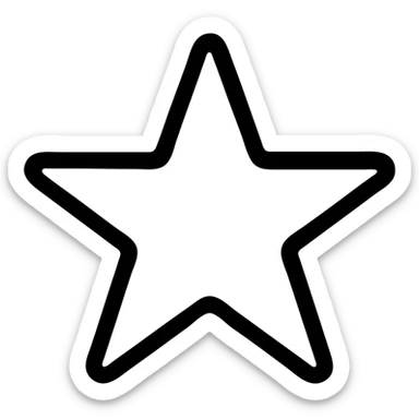 yellow star, left side colored yellow, right side not filled, clean vector icon style sticker