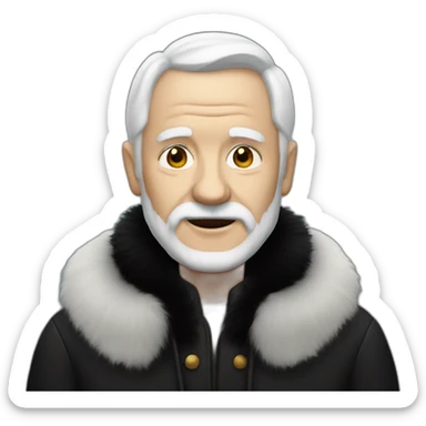 white old man with black Fur coat sticker