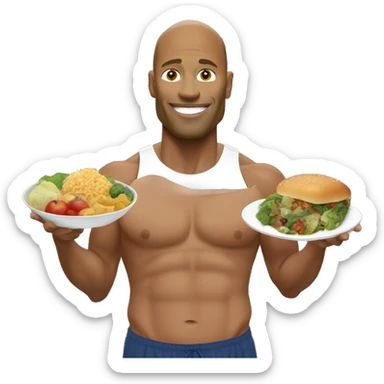 Fat david goggins with healthy meal sticker