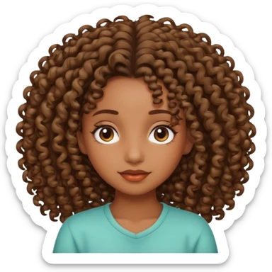 Brown skin girl with curly roots and relaxed hair sticker