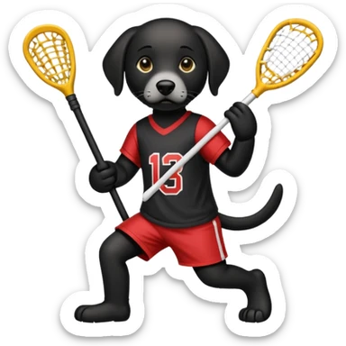 Black lab playing lscrosse sticker