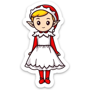elegant female elf with feminine features, beautiful dress, graceful posture sticker