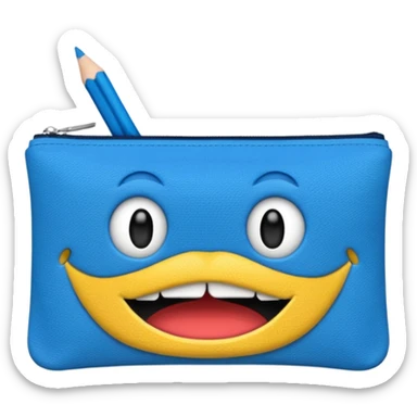 Pencil pouch with zipper mouth sticker