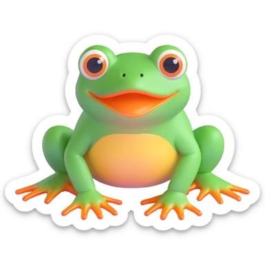shocked green frog with surprised expression, bulging eyes, 3D style sticker