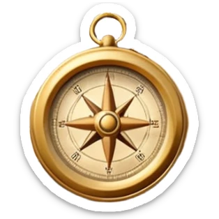 3D Brown golden map with Travel compass pointing to adventure sticker