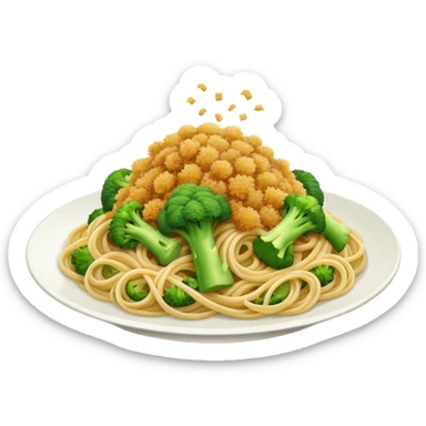 Broccoli and bread crumbs over spaghetti  sticker