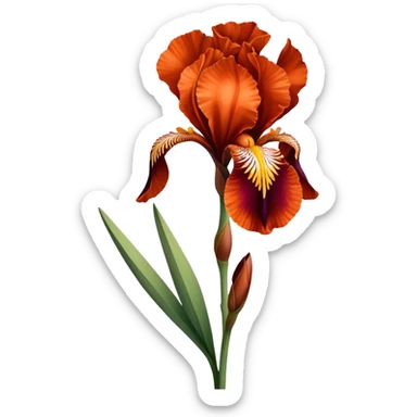 single Copper Red Iris, straight stem sticker