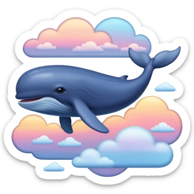Sky Whale – Gigantic whale drifting among pastel sunset clouds. sticker