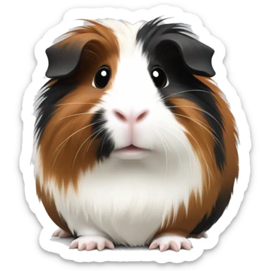 Long hair Guinea pig white and black and brown sticker