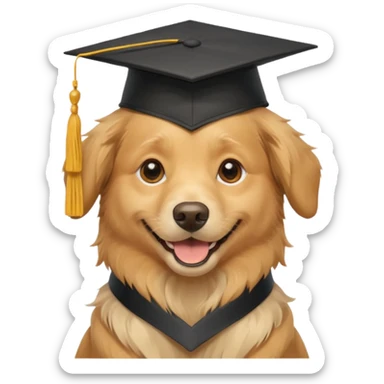 happy dog wearing a graduation cap sticker