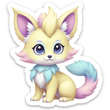 Kawaii bright fantasy ethereal anthro fursona Fakemon with tufted tail  sticker