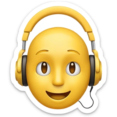 Cabeza de emoji escuchando musica y agitando su cabeza sticker