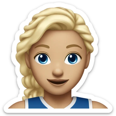 white blond girls playing basketball wih blue eyes blonde hair running sticker