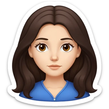 Caucasian girl with long voluminous dark brown hair with middle part, no bangs sticker