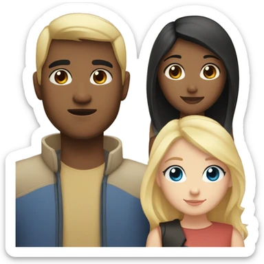 Girl with blue eyes and blonde hair and Filipino man with black hair and light brown skin in love sticker