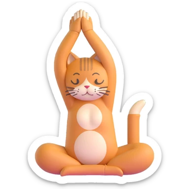 cat doing yoga camel pose with arched back sticker