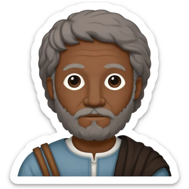 Aristotle as a black outline icon, no fill, hand-drawn look, recognizable philosopher features sticker