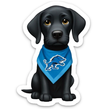 Grown Black Lab dog in a Detroit Lions bandana or jersey  sticker