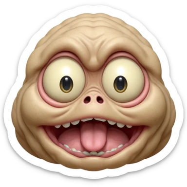 a crabadabadooda face, big eyes, tubblewubble, loolaapapoo, SCREAMING, SCARES, WRINKLY, WRINKLES, sloopa, small mouth loobadooba, consquinto, lalalalabingbong, glossy eyes, maalardo , MAMAMALRHEGVXOSU, HDDISHIAGDUEHAIDYDTBWCAXCXZZXOXOSBSJWK sticker