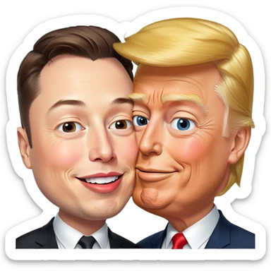 Elon musk kissing Donald trump sticker