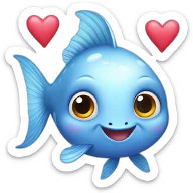 cute fish with hearts sticker