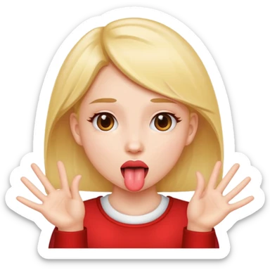Girl with tongue out and hands to the sides  sticker