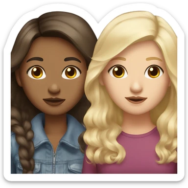  Rusian Brunette hair girl and a blonde haired bestie  sticker