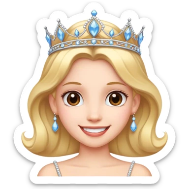smiling princess with tiara sticker