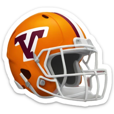 orange and maroon football helmet with VT sticker