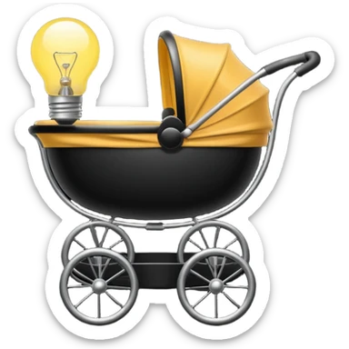 baby carriage with a lightbulb inside as baby sticker