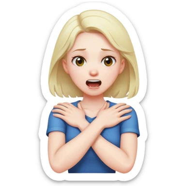 girl with arms crossed over chest grabbing neck and screaming  sticker