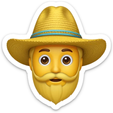 Un emojis amarillo con sombrero y barba sticker