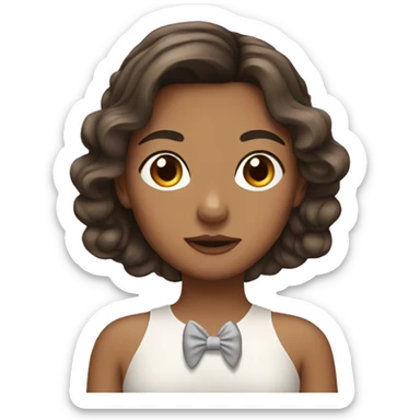 Girl with hush cut brunette with a bow on her hair sticker