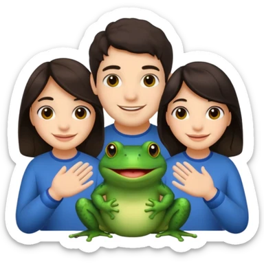 Bufo with two best friends one a girl dark hair other man dark hair no as frogs sticker