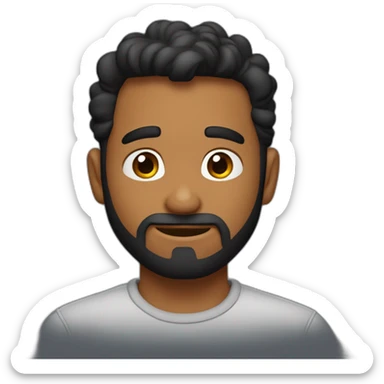 Imagen al estilo Disney Pixar de hombre, piel morena de 28 años sin barba, pelo negro risado, complexión fuerte sticker