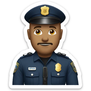 Bald man with light brown beard in police uniform  sticker