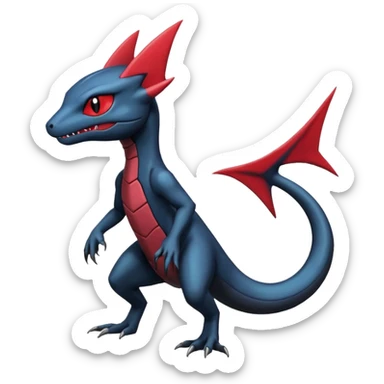 Dark edgy scary spooky cool badass realistic Heliolisk-Sneasel-Salandit-Cyclizar-Genesect-Pokémon, full body sticker