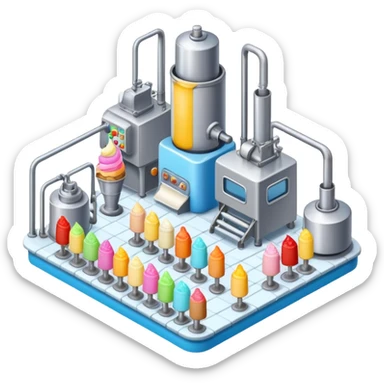 Ice cream factory with machines and production lines sticker