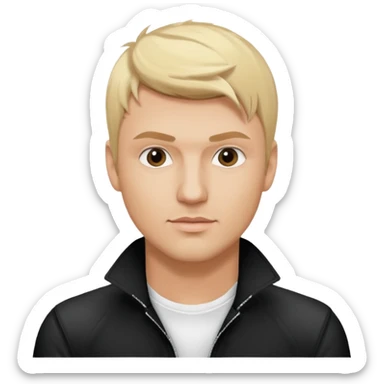 Nick Carter from Backstreet Boys with blonde hair, white outfit sticker