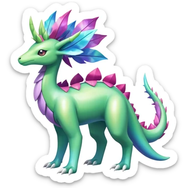 Shiny Colorful Iridescent Meganium-Amaura-Suicune-fakemon (full body) sticker