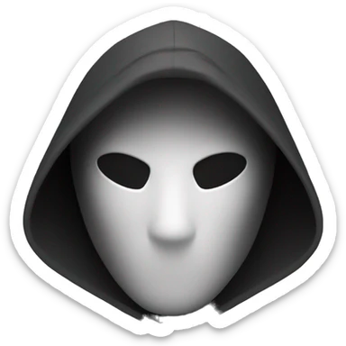 grayscale black mysterious masked hooded man sticker