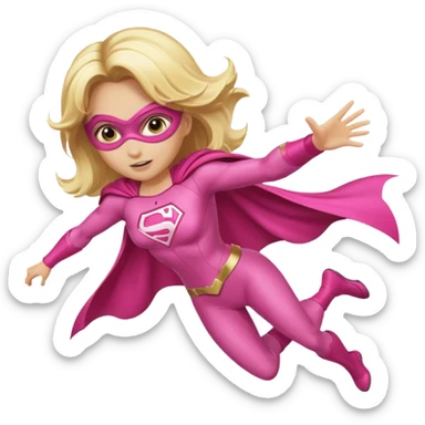 superhero girl with blonde hair and pink outfit flying sticker