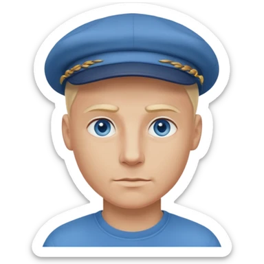 Homme fort blond chauve casquette yeux bleu sticker