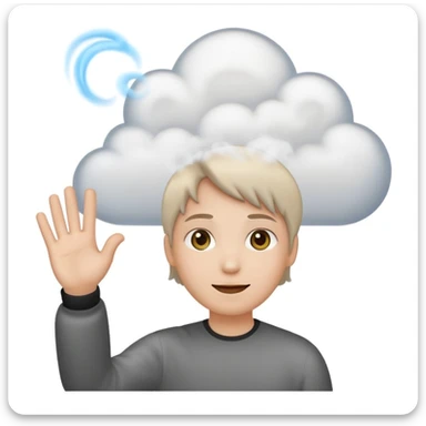 create an emoji with the emojis 👋🏻💨 with an expression like i don't care  sticker