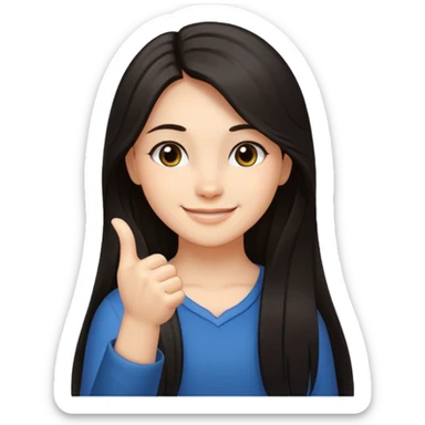 girl with dark long hair Hand with Index Finger and Thumb Crossed sticker
