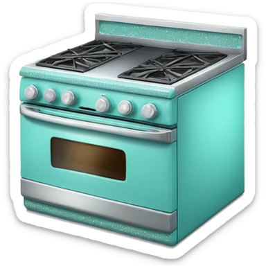 Realistic tiffany blue and silver diamond glitter oven with stove top. sticker