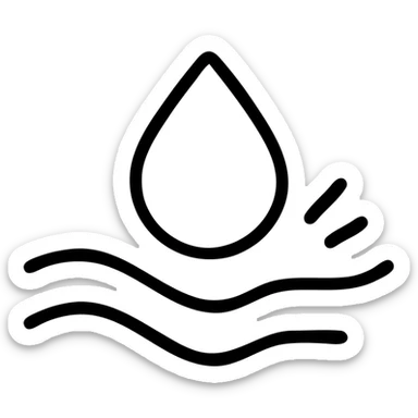 outlined icon of a water droplet sliding on glossy black paint of a premium vehicle, clean lines, subtle repellent effect with water lines moving away, modern and simple sticker