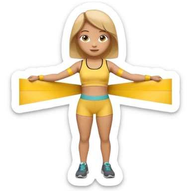 A 3D cartoon person measuring their waist with a yellow tape, casual fitness outfit, Memoji-style realism. sticker