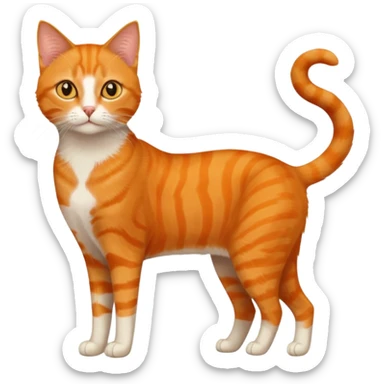 full body orange domestic shorthair slim cat with yellow/orange eyes  sticker